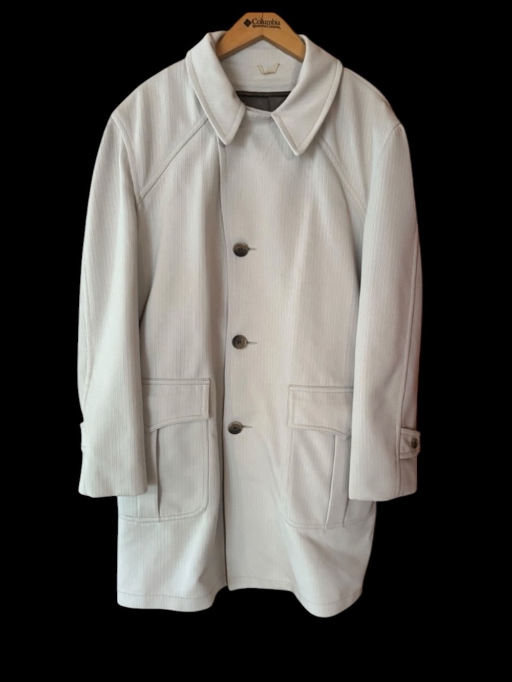 1970s Best Season Mates Light Beige Warp Knit 100% Polyester Lined Trench‎ Coat